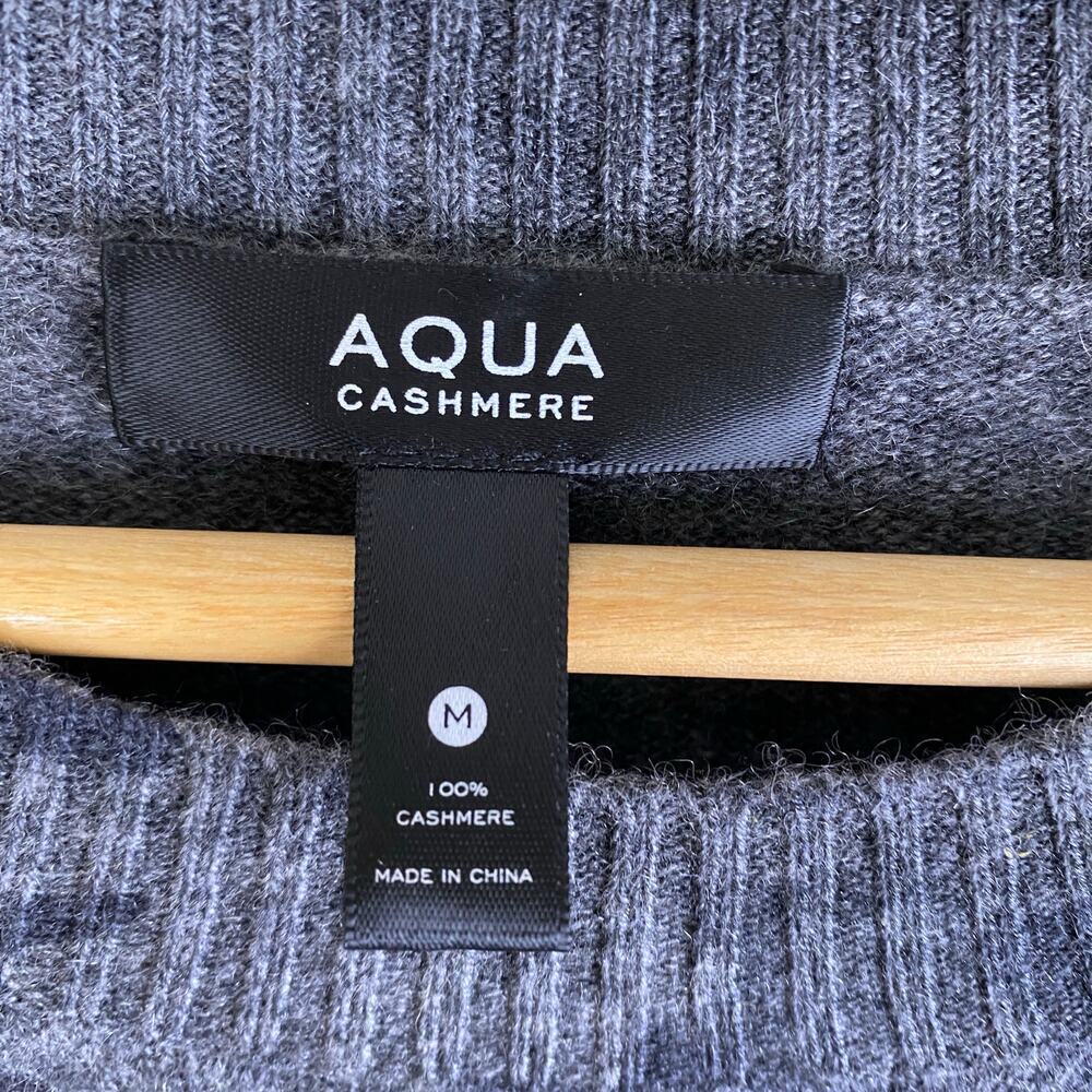 Aqua 100% Cashmere Camo Crewneck Sweater Gray Black Medium - Picture 14 of 16